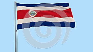 Flag of Costa Rica on a flagpole fluttering in the wind on a transparent background, 3d rendering, PNG format with ALPHA transpare