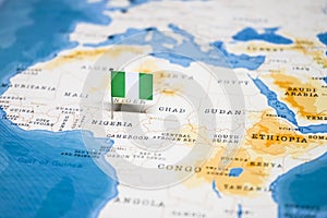 The Flag of Nigeria in the World Map photo