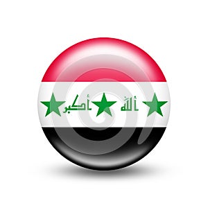 Flag of the country of Iraq circle with white shadow