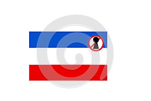 flag with covid 19 warning