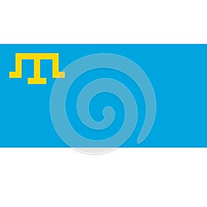 Flag Crimean Tatar people sky blue flag, with golden tamga, crimea flag photo