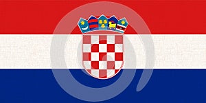 Flag of Croatia. Croatian flag on fabric surface. European country