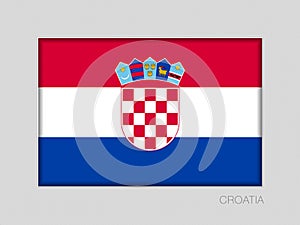 Flag of Croatia. National Ensign Aspect Ratio 2 to 3 on Gray