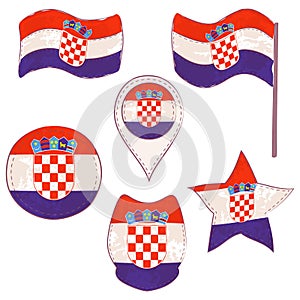 Flag of the Croatia Performed in Defferent Shapes