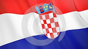 The flag of Croatia. Waving silk flag of Croatia. High quality render. 3D illustration