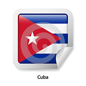 Flag of Cuba. Round glossy sticker