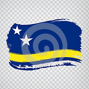 Flag of Curacao from brush strokes. Flag of Curacao on transparent background for your web site design, logo, app, UI.  America.