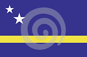 Flag of Curacao. Official symbol of Country of Curacao
