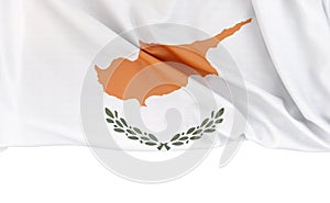 Flag of Cyprus isolated on white background with copy space below. 3D rendering