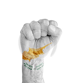 Flag of Cyprus painted on human fist like victory symbol