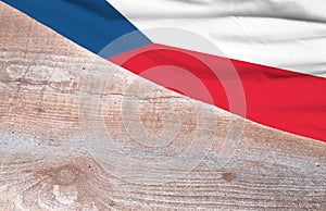Flag Czech republic and space for text on a wooden background