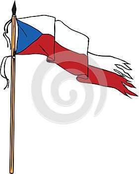 Flag Czech Republic Torn Ripped Retro