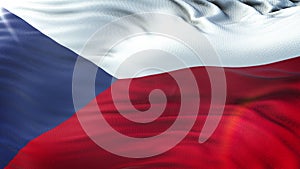 Flag of Czech Republic waving on sun. Seamless loop with highly detailed fabric texture. Loop ready in 4k resolution.