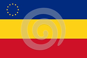 flag of Daco Romance peoples Serbian Romanians. flag representing ethnic group or culture, regional authorities. no flagpole.