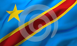 Flag of Democratic Republic of the Congo blowing in the wind