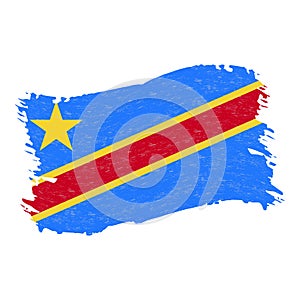 Flag of Democratic Republic Of The Congo, Grunge Abstract Brush Stroke Isolated On A White Background. Vector