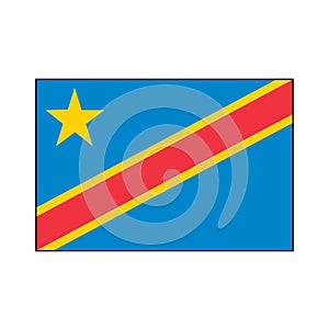 Flag of Democratic Republic of Congo Vector Icon rectangle for Africa Concepts.