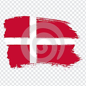 Flag Denmark, brush stroke background. Flag of Denmark on transparent background. Stock vector. Flag for your web site design, l