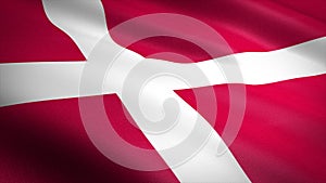 Flag of Denmark. Realistic waving flag 3D render illustration with highly detailed fabric texture.