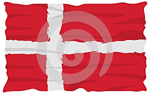 Flag of Denmark vector. Called Dannebrog by the Danes. National flag in grunge style. photo