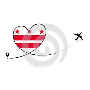 Flag District of Columbia Love Romantic travel Airplane air plane Aircraft Aeroplane flying fly jet airline line path