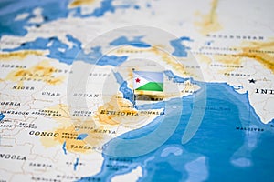 The Flag of Djibouti in the World Map photo