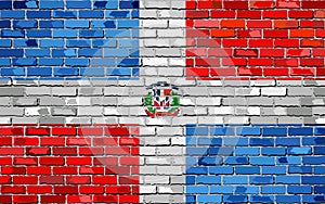 Flag of Dominican Republic on a brick wall