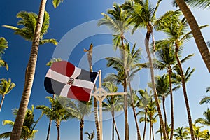 The flag of the Dominican republic fluttering in the wind