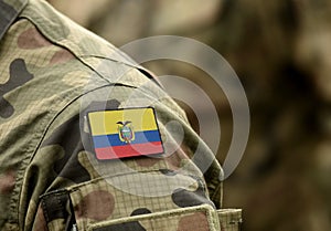 Flag of Ecuador on military uniform collage