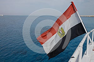 Flag of Egypt in the boat in Sharm El Sheikh coast