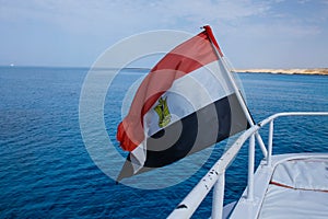 Flag of Egypt in the boat in Sharm El Sheikh coast