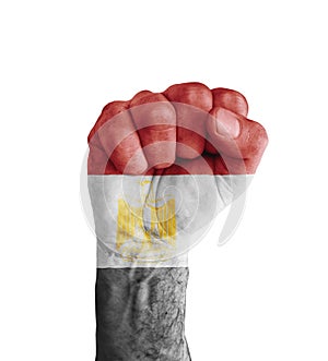 Flag of Egypt; painted on human fist like victory symbol