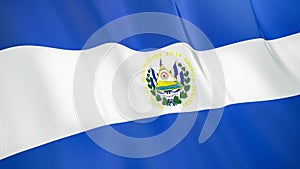 The flag of El Salvador. Waving silk flag of El Salvador. High quality render. 3D illustration photo