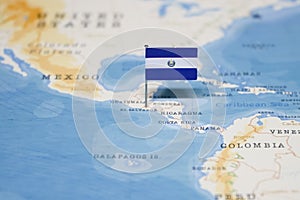 The Flag of el salvador in the world map