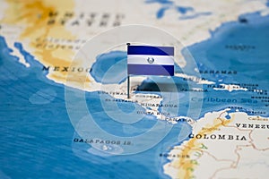 The Flag of El Salvador in the World Map photo