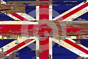 Flag of England on old wood