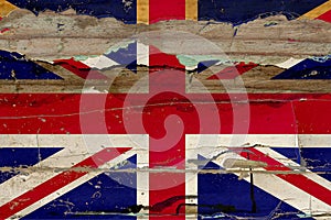 Flag of England on old wood