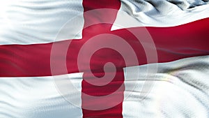 Flag of England waving on sun. Seamless loop with highly detailed fabric texture. Loop ready in 4k resolution.