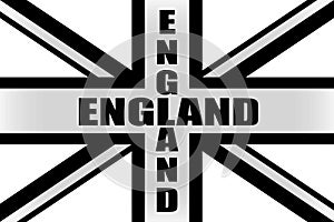 Flag of England with the word `ENGLAND` in black and white