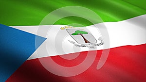 Flag of Equatorial Guinea. Realistic waving flag 3D render illustration with highly detailed fabric texture.