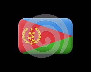 Flag of Eritrea. Matted Vector Icon and Button. Rectangular Shape with Rounded Corners