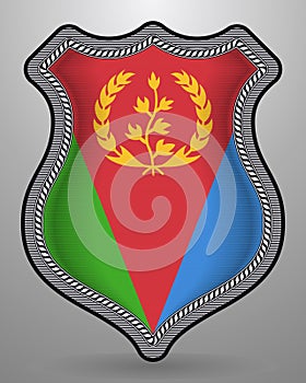 Flag of Eritrea. Vector Badge and Icon. Vertical Orientation Version