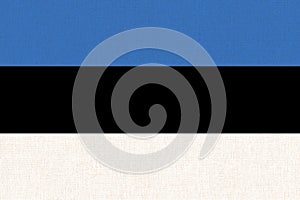 Flag of Estonia. Estonian flag on fabric surface. Baltic country