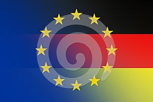 Flag of Europe and flag of Germany