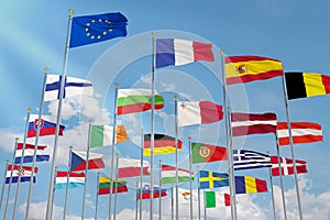 flag of the European Union with the flags of the European Union