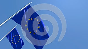 The flag of European Union flutters in the wind