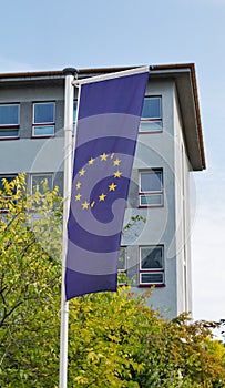 Flag of Europe in the form of banner outdoor