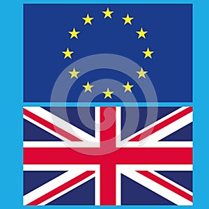 Flag of the European Union and Great Britain. Vector illustration of the split of the European Union and Great Britain.