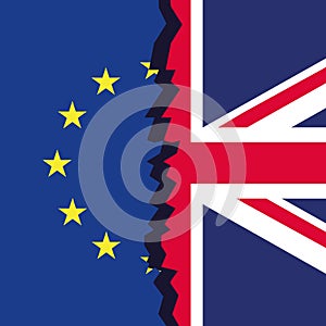 Flag of the European Union and Great Britain. Vector illustration of the split of the European Union and Great Britain.