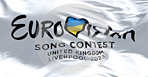 The Flag of the Eurovision Song Contest 2023 flying